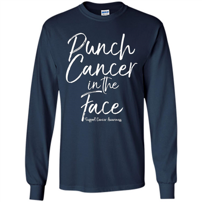 Punch Cancer in the Face Support Cancer Awareness T-shirt Navy
