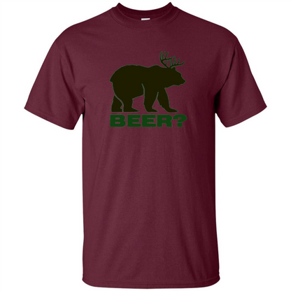 Bear Deer Bear Beer Funny T-shirt Maroon