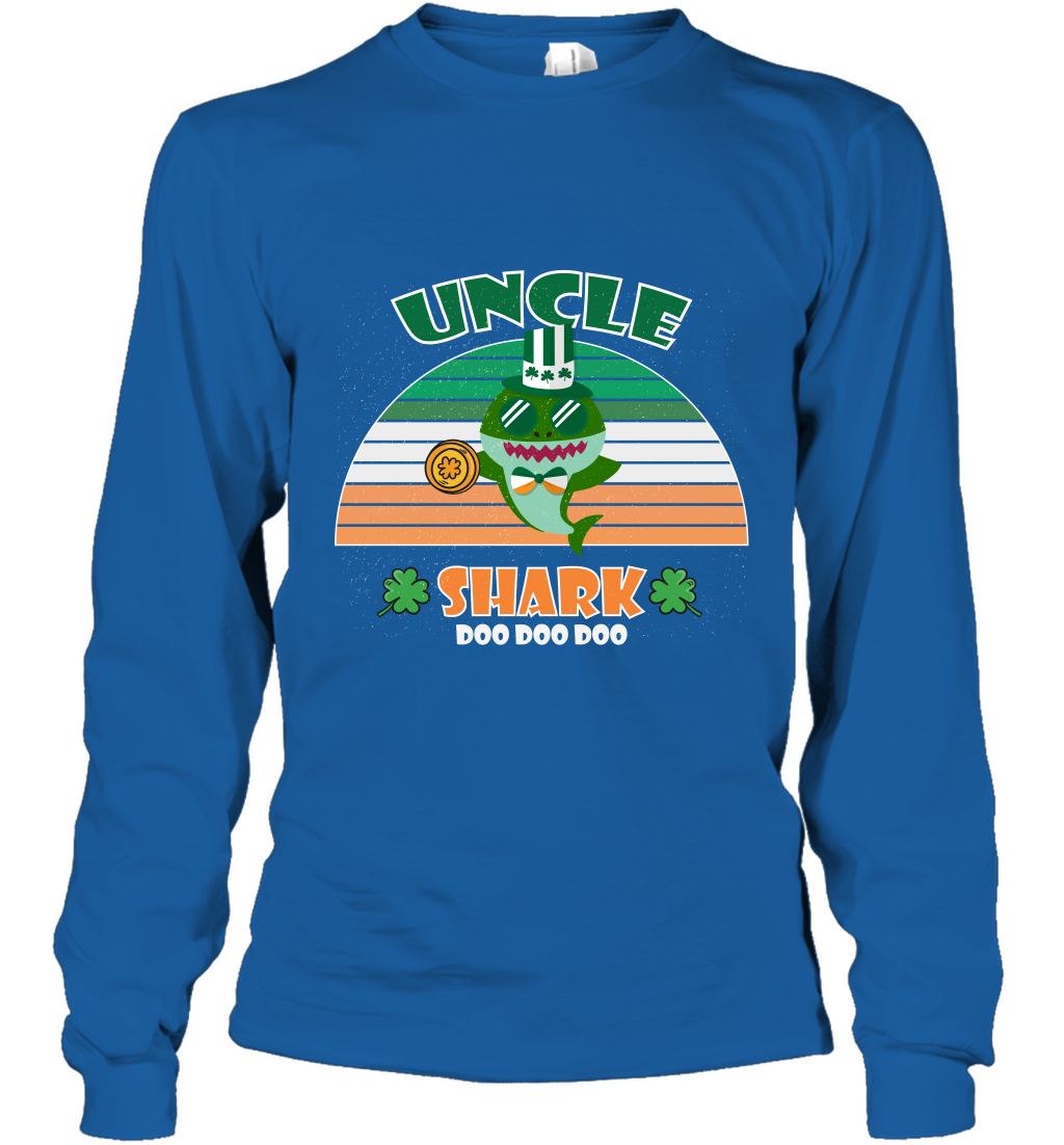 Irish Uncle Shark Saint Patricks Day Family Shirt Long Sleeve T-Shirt Royal