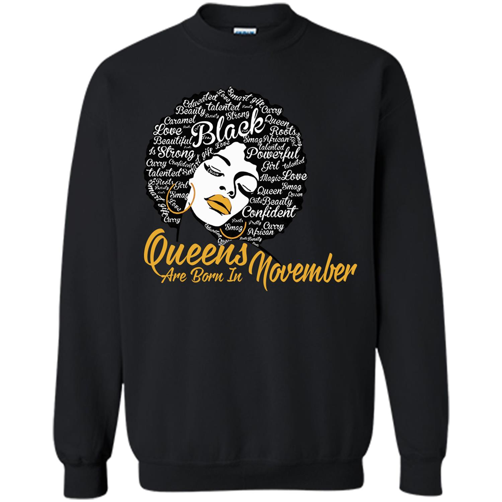 Queen Are Born In November T-shirt Black