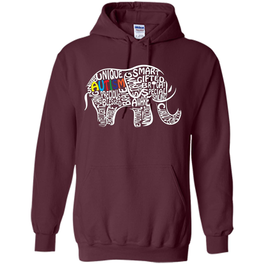 Autism Awareness Elephant T-shirt Maroon