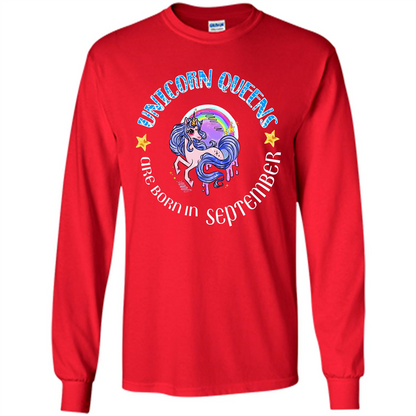 September Unicorn T-shirt Unicorn Queens Are Born September Red
