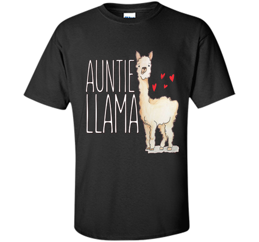 Auntie Llama Shirt Funny Matching Family Tribe Aunt T-shirt Black