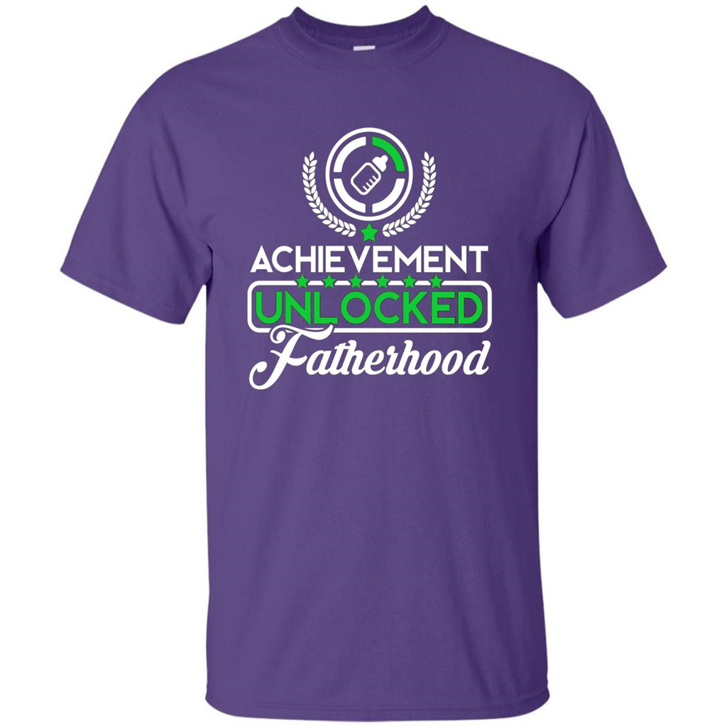 First Father's Day T-shirt Achievement Unlocked Fatherhood Purple