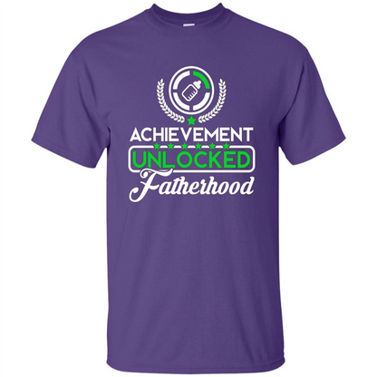 First Father's Day T-shirt Achievement Unlocked Fatherhood Purple