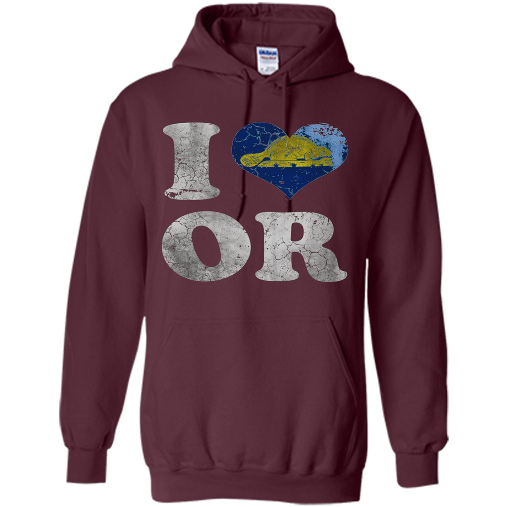 I Love Oregon T-shirt American States T-shirt Maroon