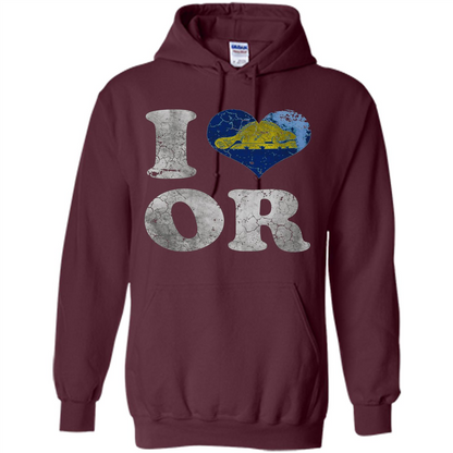 I Love Oregon T-shirt American States T-shirt Maroon