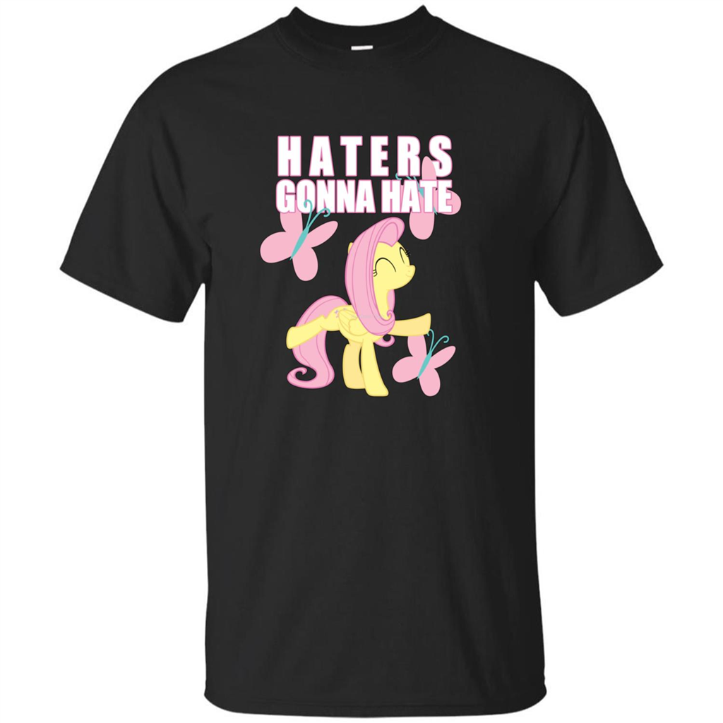 Haters Gonna Hate T-shirt Fluttershy And Butterflies Black