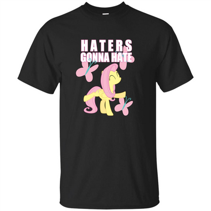 Haters Gonna Hate T-shirt Fluttershy And Butterflies Black