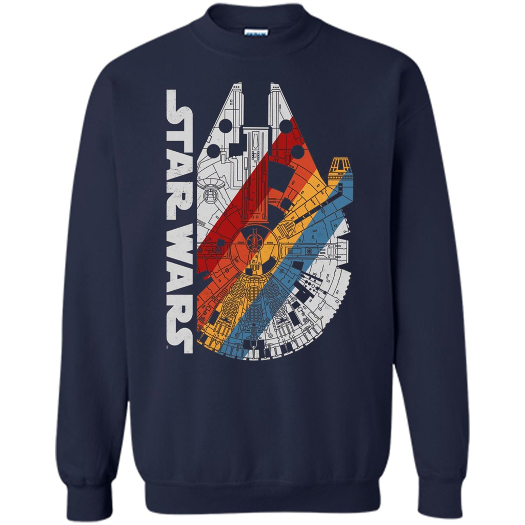 Movie T-shirt The Millennium Falcon Wears Retro Stripes T-shirt Navy