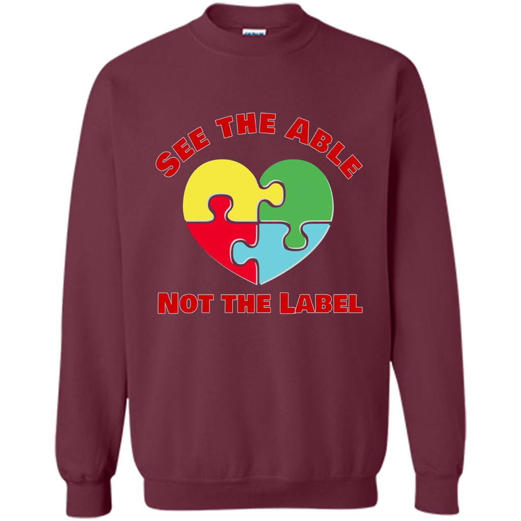 Autism Awareness T-shirt See the Able Not the Label Maroon