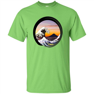 Classic Japanese Zen Art T-shirt, Kanagawa Great Wave Enso