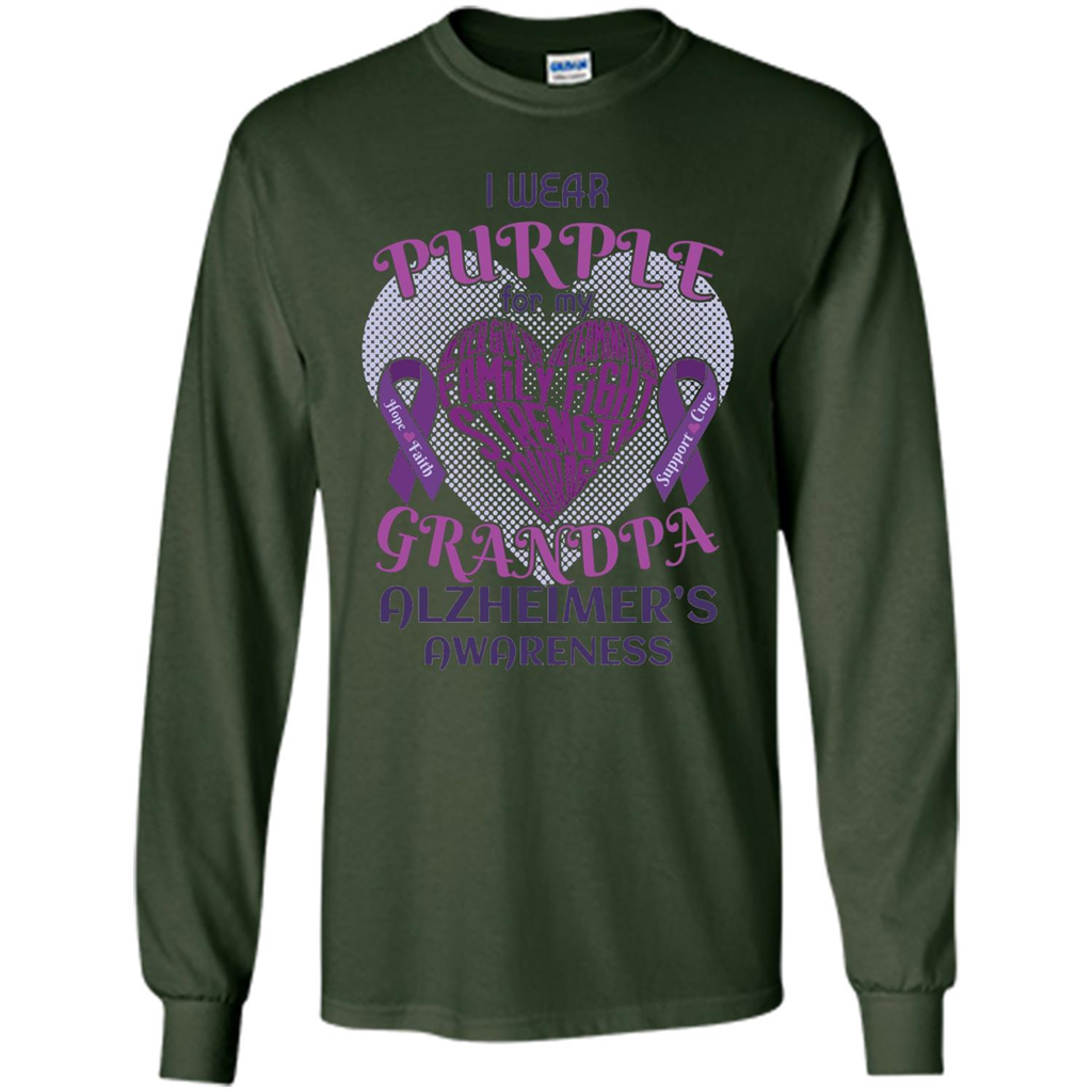 I Wear Purple For My Grandpa Alzheimer's Awareness T-Shirt Forest Green