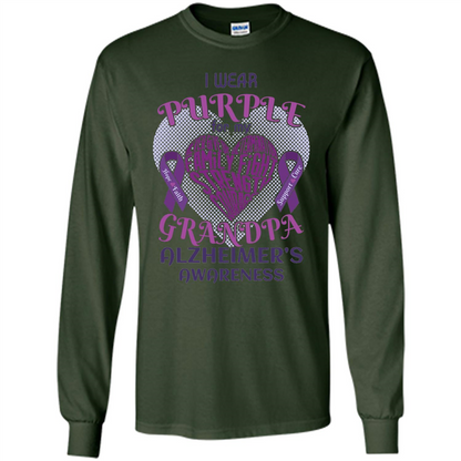 I Wear Purple For My Grandpa Alzheimer's Awareness T-Shirt Forest Green