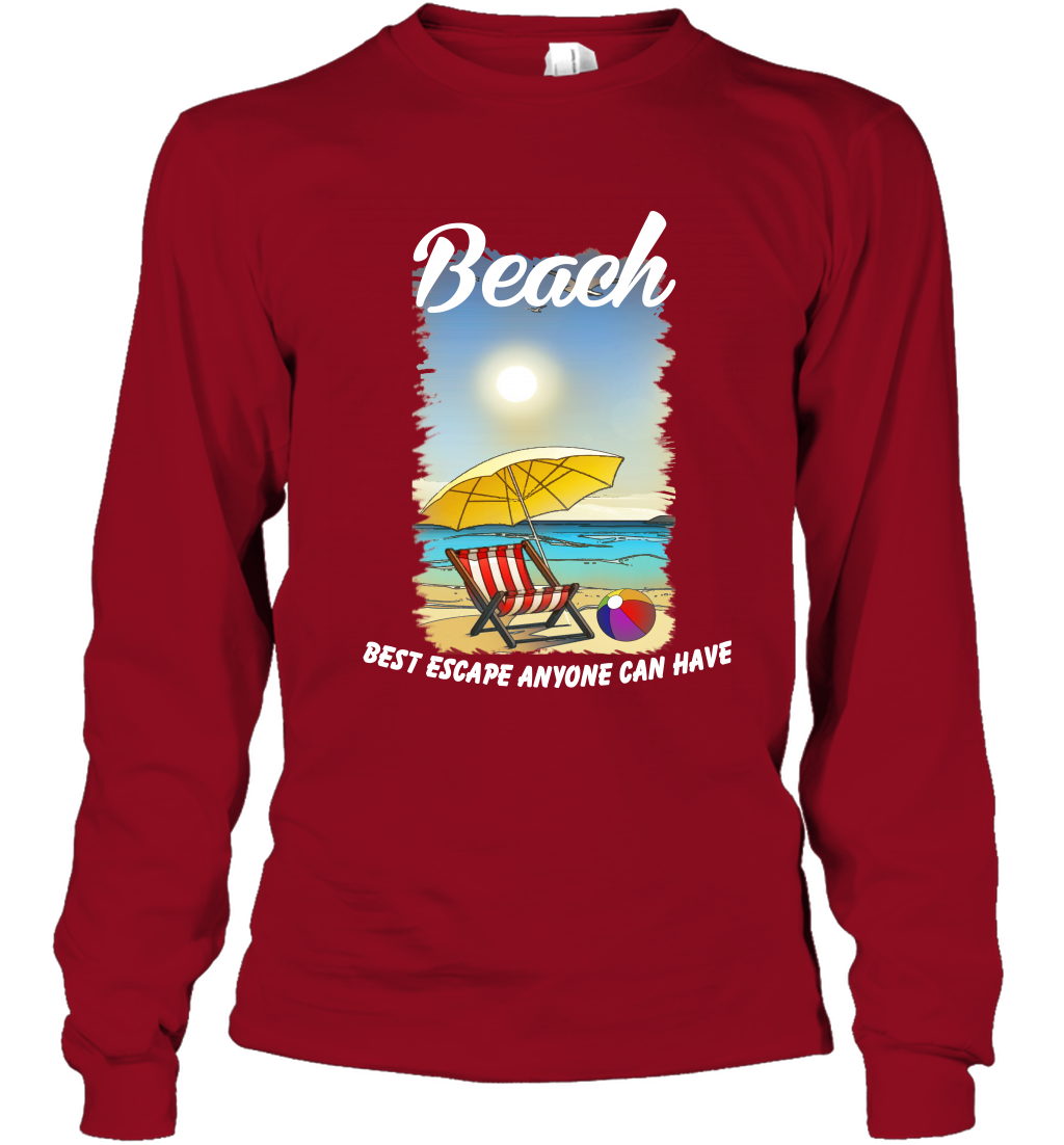 Beach Best Escape Anyone Can Have Summer Holiday Shirt Long Sleeve T-Shirt Cardinal Red