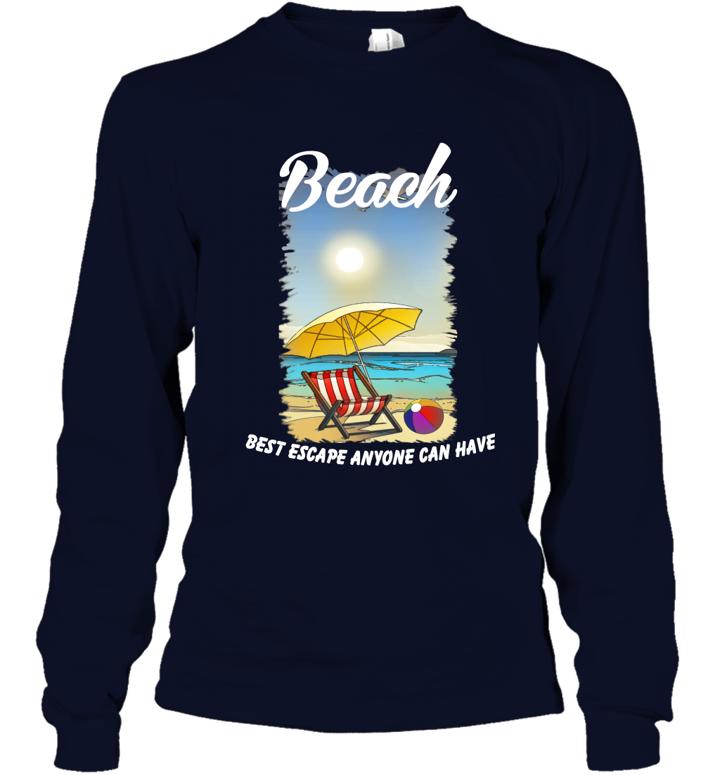 Beach Best Escape Anyone Can Have Summer Holiday Shirt Long Sleeve T-Shirt Navy