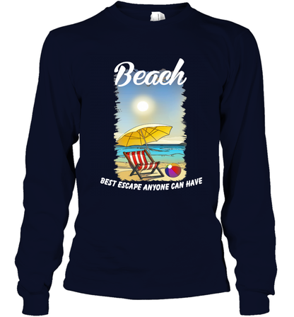 Beach Best Escape Anyone Can Have Summer Holiday Shirt Long Sleeve T-Shirt Navy