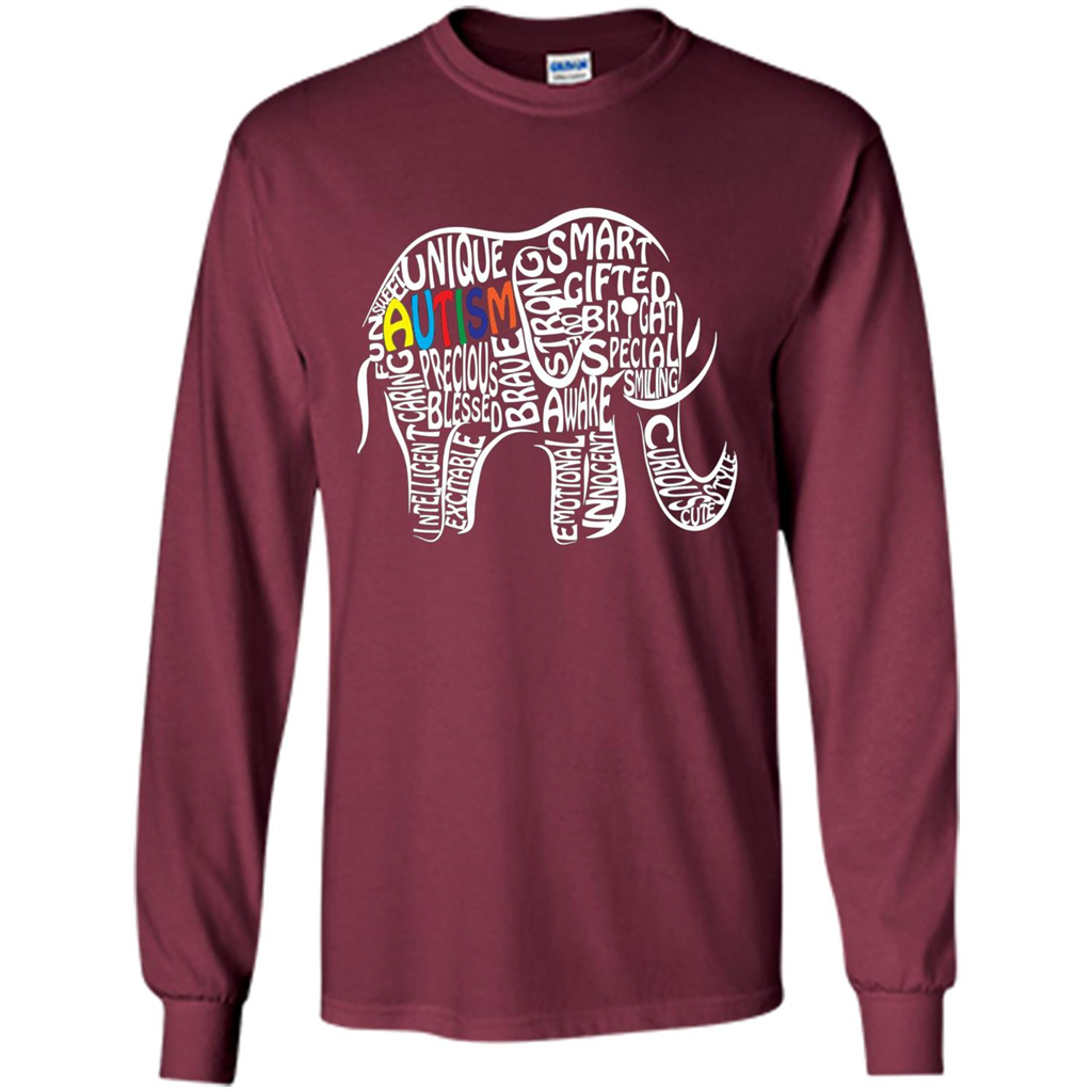 Autism Awareness Elephant T-shirt Maroon