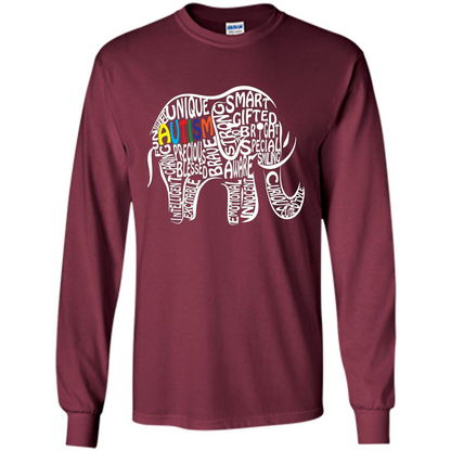 Autism Awareness Elephant T-shirt Maroon