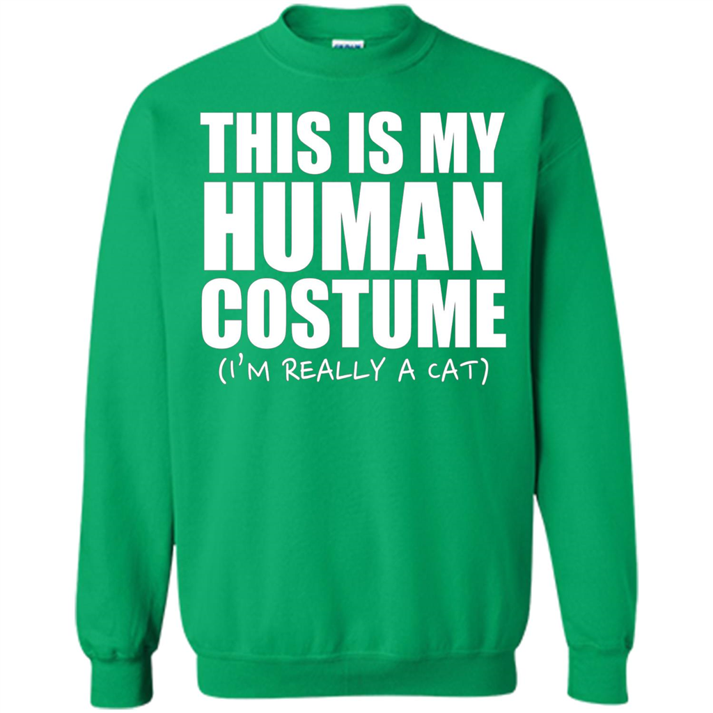 This Is My Human Costume I'm Really A Cat Halloween T-Shirt Irish Green
