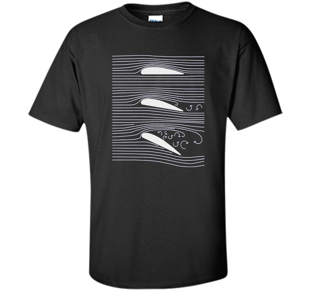 Airplane Wing T-shirt Aerospace Airfoil Stall Diagram Black