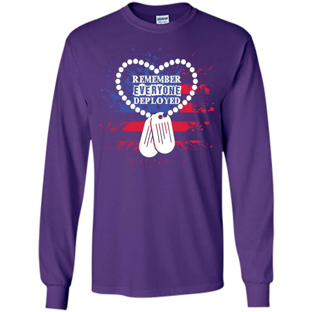 Military T-shirt RED Remember Everyone Deployed Purple