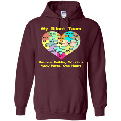 Business Building Warriors T-shirt My Silent Team Many Parts, One Heart Maroon