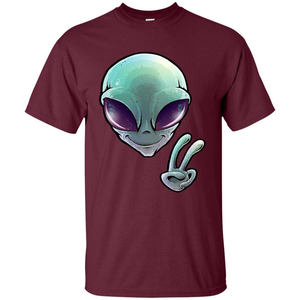 Peace Alien T-shirt Maroon