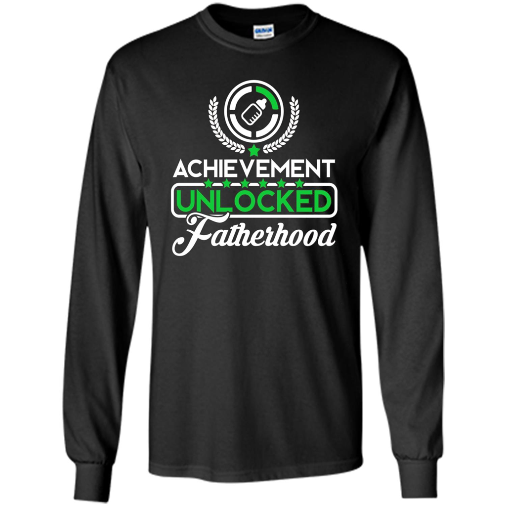 First Father's Day T-shirt Achievement Unlocked Fatherhood Black