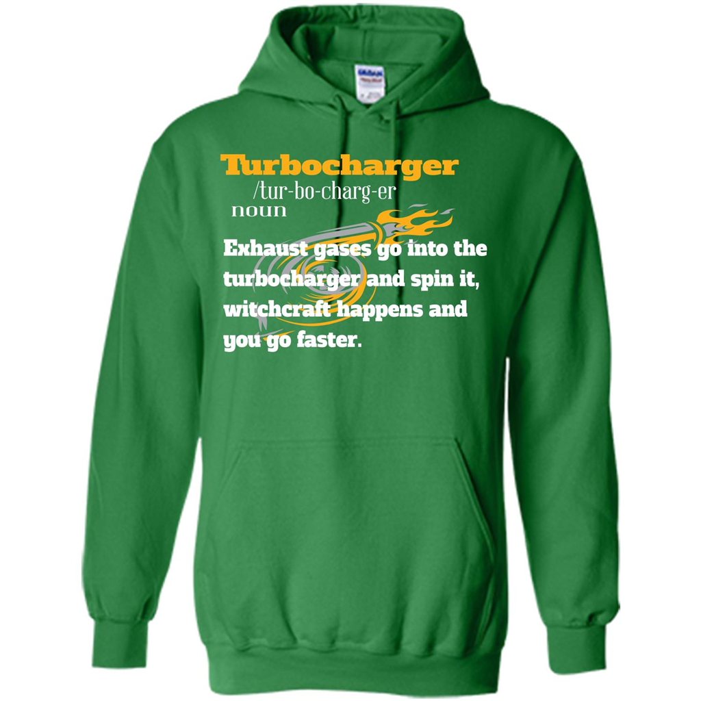 Car Lover T-shirt Turbocharger Exhaust Gases Go Into The Turbocharger Irish Green
