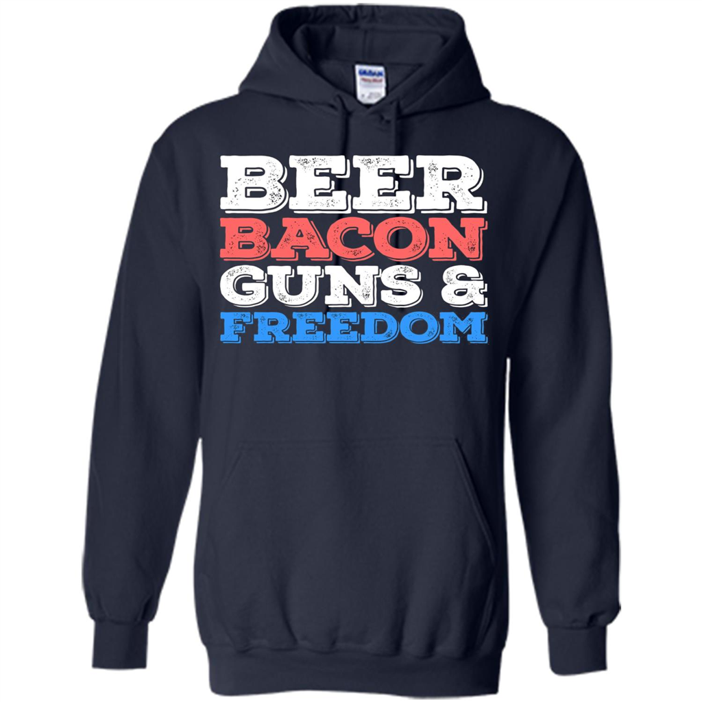 Beer Bacon Guns And Freedom T-Shirt Fourth of July Gift Navy