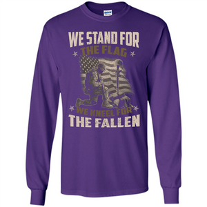 Military T-Shirt  We Stand For The Flag  We Kneel For The Fallen