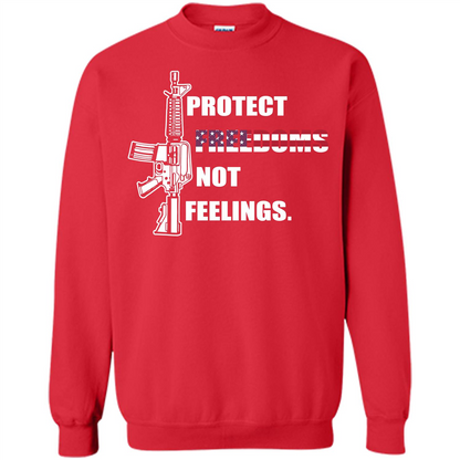 Military T-shirt Protect Freedoms Not Feelings Red