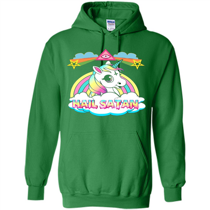 Unicorn Hail Satan Death Metal Rainbown T-shirt Irish Green