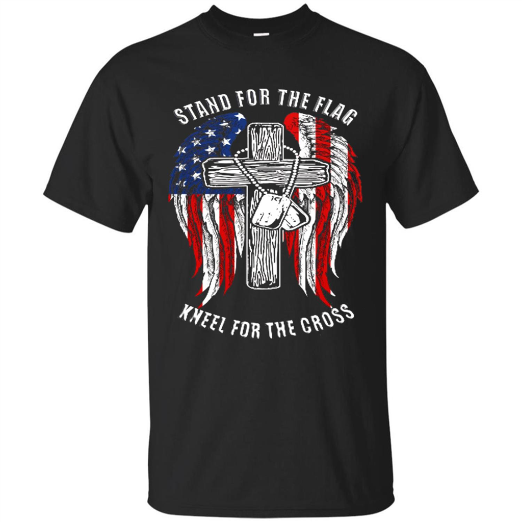 Military T-shirt Stand For The Flag Kneel For The Cross