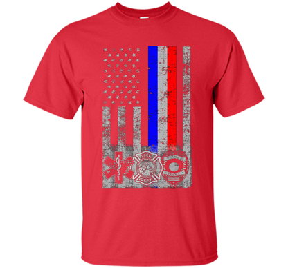 Fireman Police EMT / First Responder Flag t-shirt Red