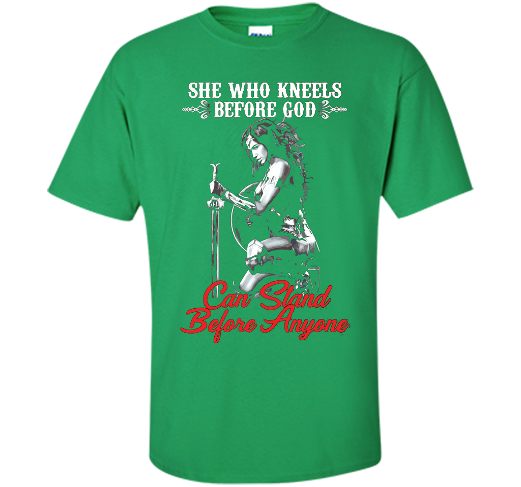 Wonder Woman T-shirt She Who Kneels Before God Can Stand Before Anyone Irish Green