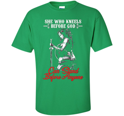 Wonder Woman T-shirt She Who Kneels Before God Can Stand Before Anyone Irish Green