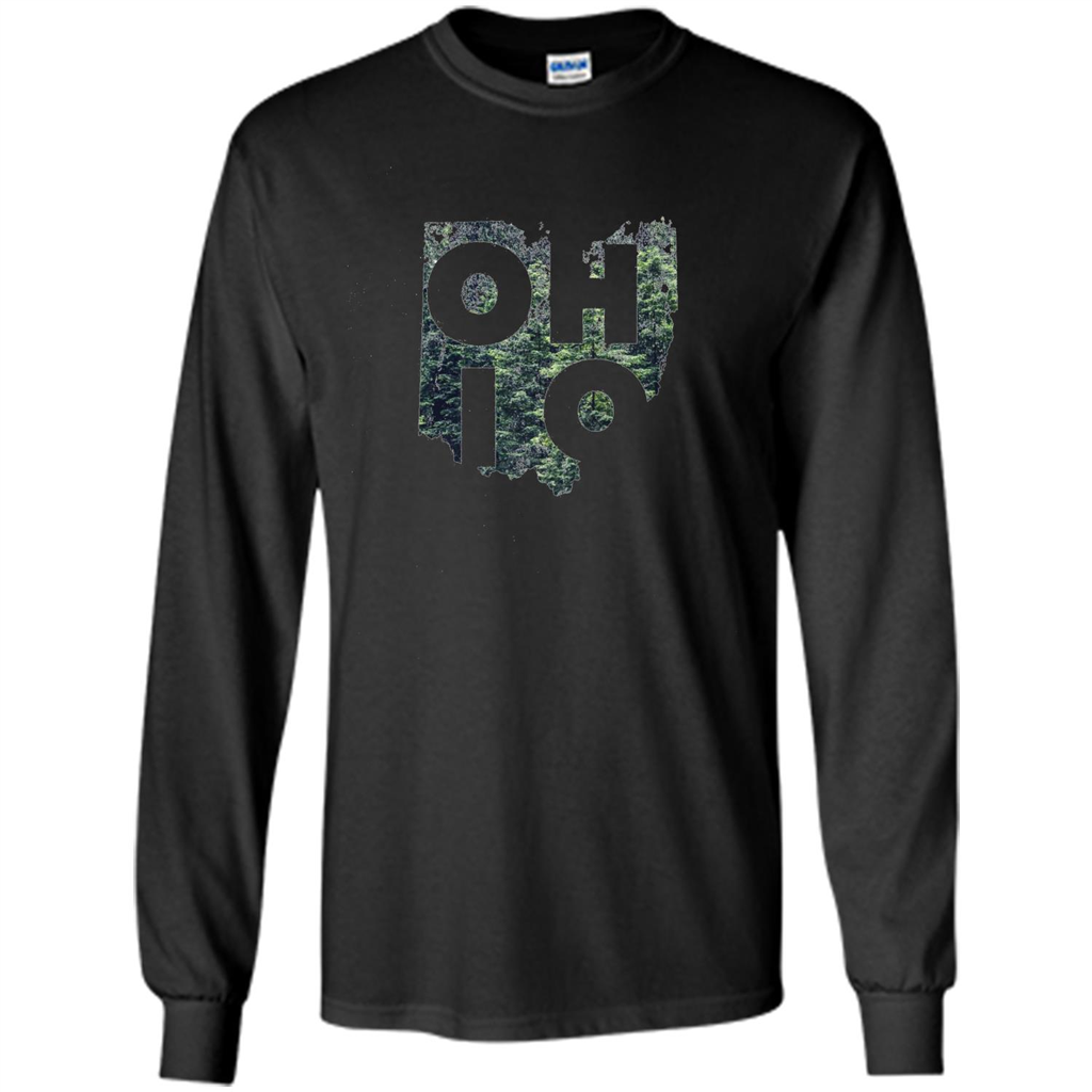 State Of Ohio T-Shirt Distressed with Trees Black