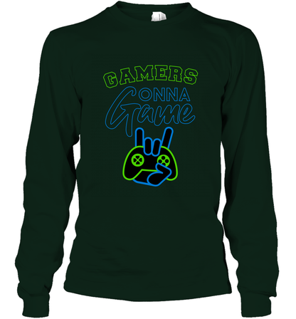 Gamer Gonna Game Gaming Shirt Long Sleeve T-Shirt Forest Green