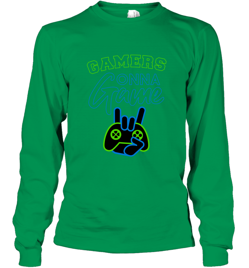 Gamer Gonna Game Gaming Shirt Long Sleeve T-Shirt Irish Green