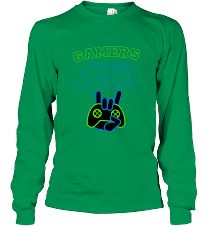 Gamer Gonna Game Gaming Shirt Long Sleeve T-Shirt Irish Green