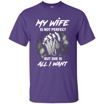 Husband T-shirt My Wife Is Not Perfect But She Is All I Need Purple