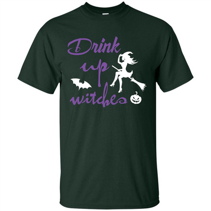 Halloween T-shirt Drink Up Witches T-shirt Forest Green