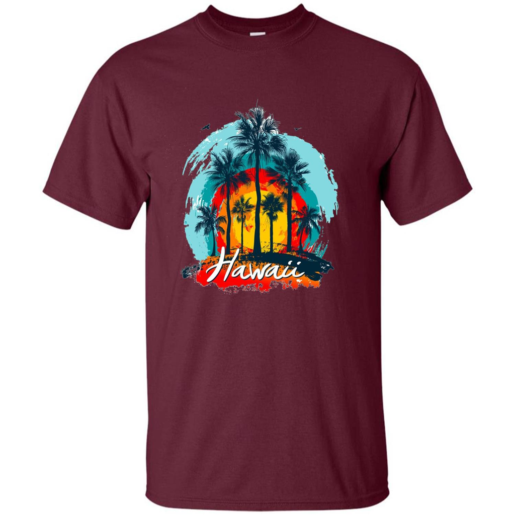 Summer T-shirt Hawaiian Islands Aloha T-Shirt Maroon
