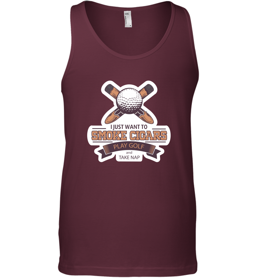 Smoke Cigar Play Golf Take Naps Shirt Tank Top Tank Top Maroon