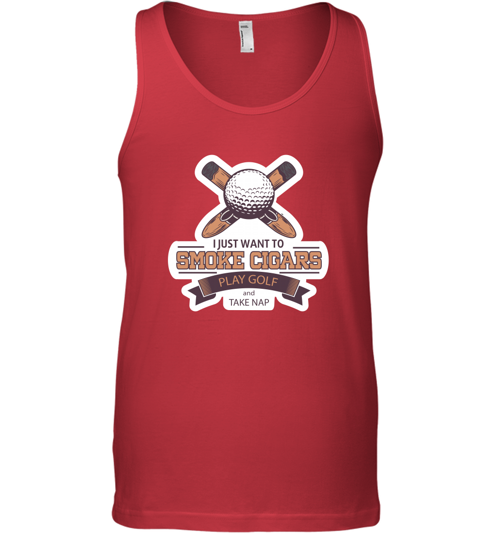 Smoke Cigar Play Golf Take Naps Shirt Tank Top Tank Top Red
