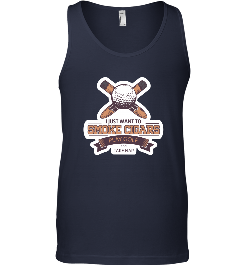 Smoke Cigar Play Golf Take Naps Shirt Tank Top Tank Top Navy