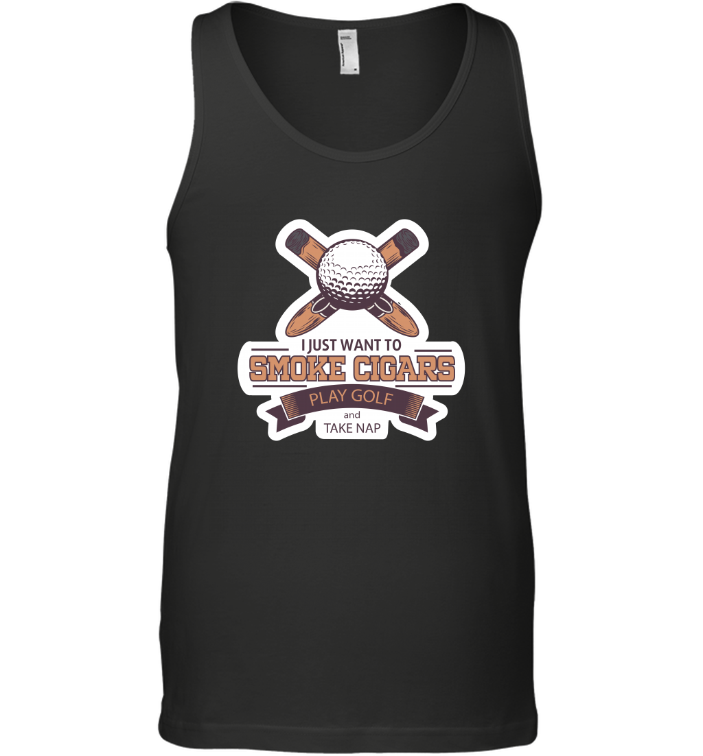 Smoke Cigar Play Golf Take Naps Shirt Tank Top Tank Top Black