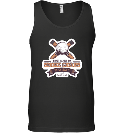 Smoke Cigar Play Golf Take Naps Shirt Tank Top Tank Top Black